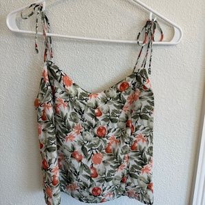 A&F Floral Tie Strap Tank Blouse